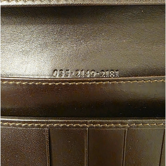 Vintage Gucci Sherry Web Beige Canvas & Brown Leather Wallet Made in Italy - Picture 9 of 11